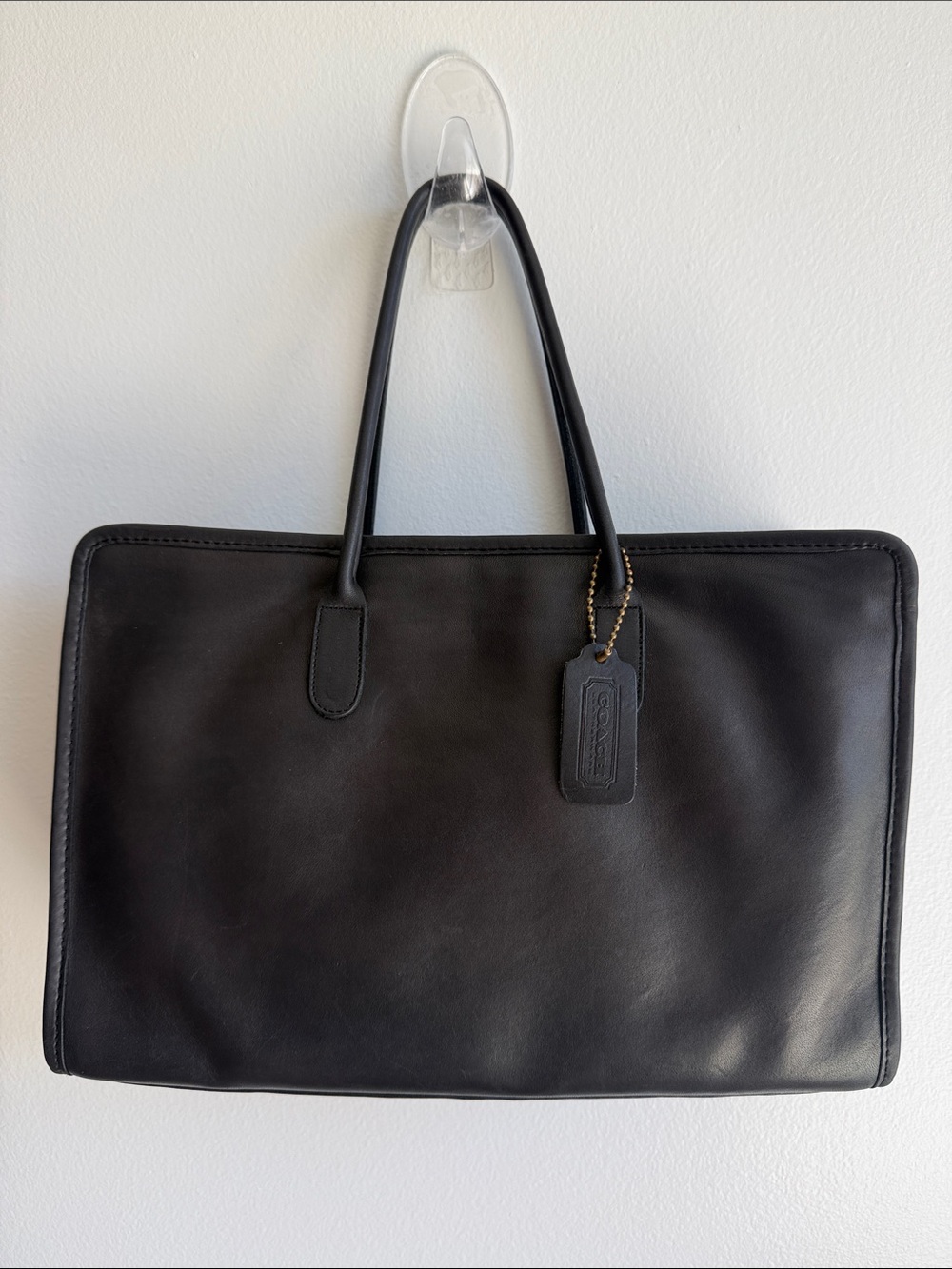 Vintage Coach Black Leather  Tote